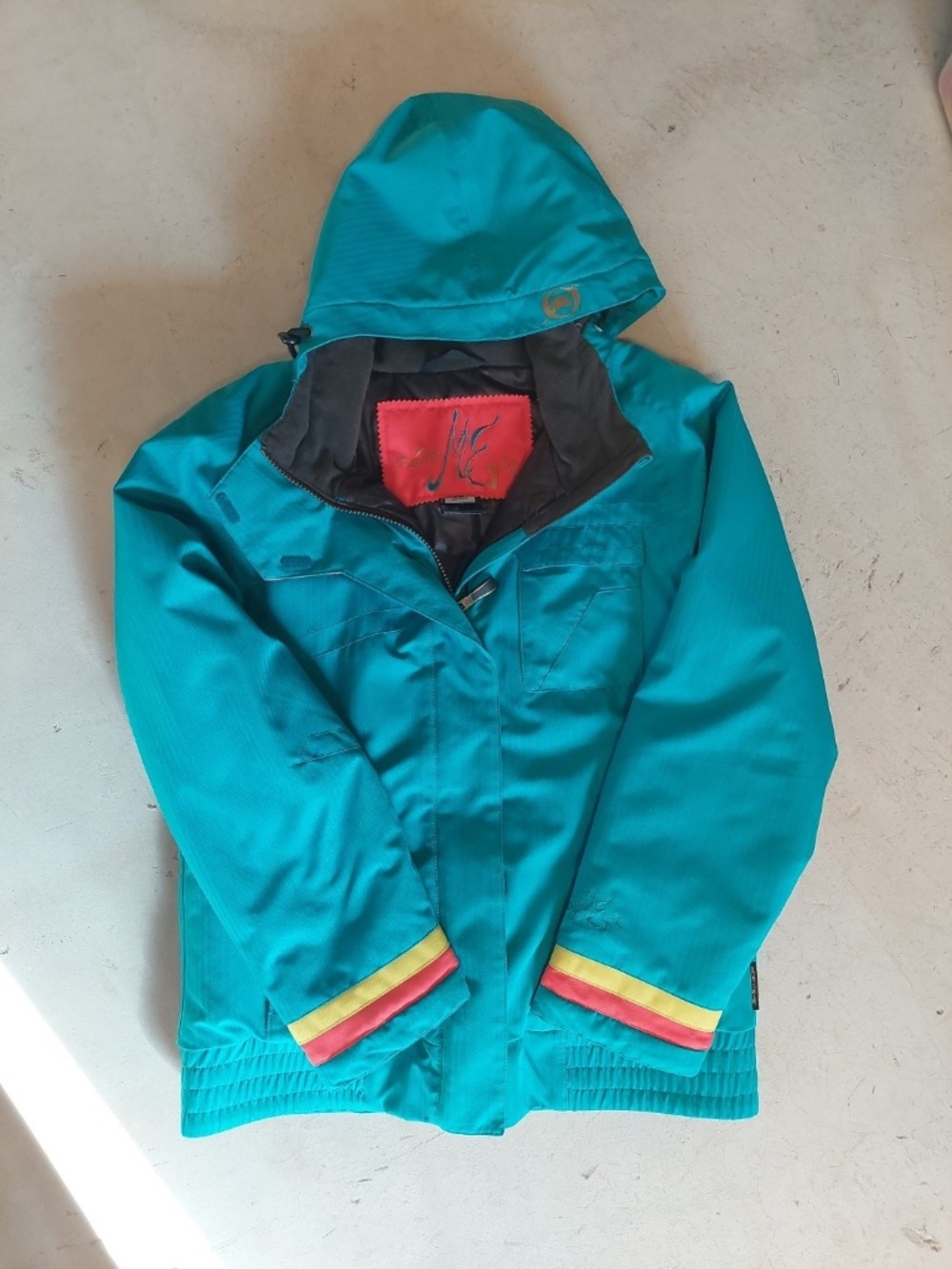 Obermeyer Juniors Girls Sz 16 Youth Ski Jacket Coat Blue Striped 90s Vtg